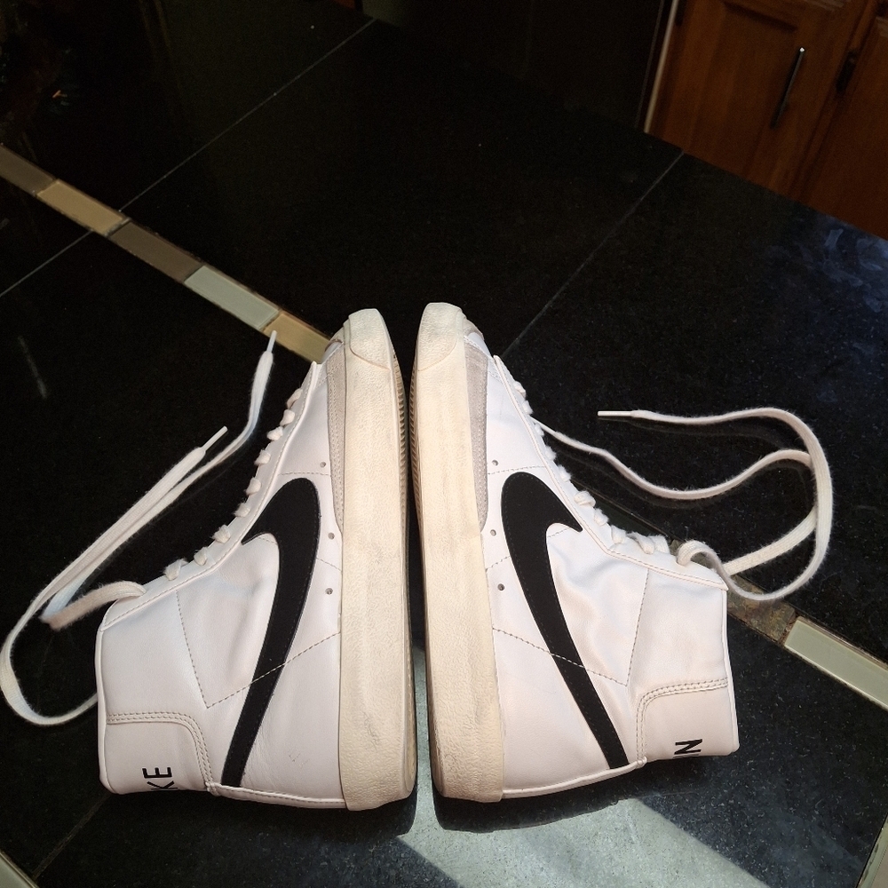 Nike Blazer Mid '77 High-Top Leather Suede White Lace Up Sneakers Women Size 8.5 - Picture 7 of 16
